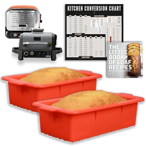 Air Fryer Silicone Loaf Pans for Baking, Non-Stick Bread Cake Pan for Ninja Woodfire Grill & Smoker, Ninja Woodfire Outdoor Pizza Oven, Airfryer Bakeware Sets, Meatloaf Brownie Corn, BPA Free
