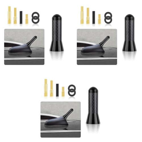 Image of STHIRA Car Short Antenna Decorative 1.37 Inch Sporty Carbon Fiber Stubby Antennas for Roof Trunk 3PCS