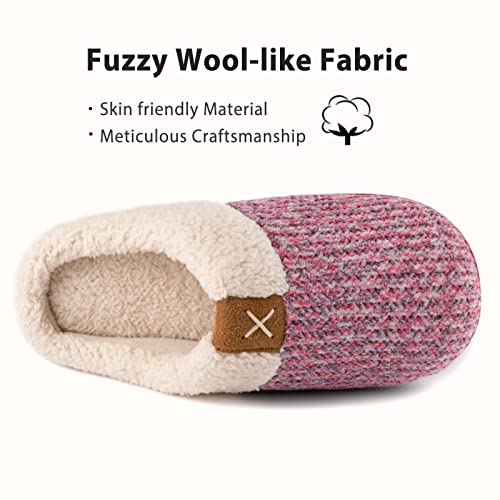 Image of ULTRAIDEAS Women's Indoor Bedroom Slipper with Memory Foam, Gift for Women, Wool-Like House Shoe with Anti-Skid Rubber Sole for Ladies