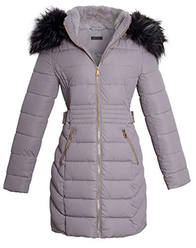 Image of shelikes Women's Long Padded Coat Winter Warm Quilted Jacket Hooded Parka Coats With Removable Faux Fur Hood For Ladies