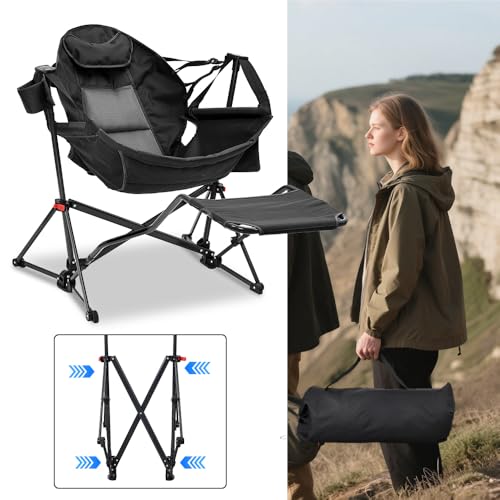 outdoor basic Silla Plegable Ajustable para Camping con Reposapiés - Butaco portátil de gravedad cero para playa, césped, picnic, pesca y excursiones, soporta 600 lbs miniatura 5