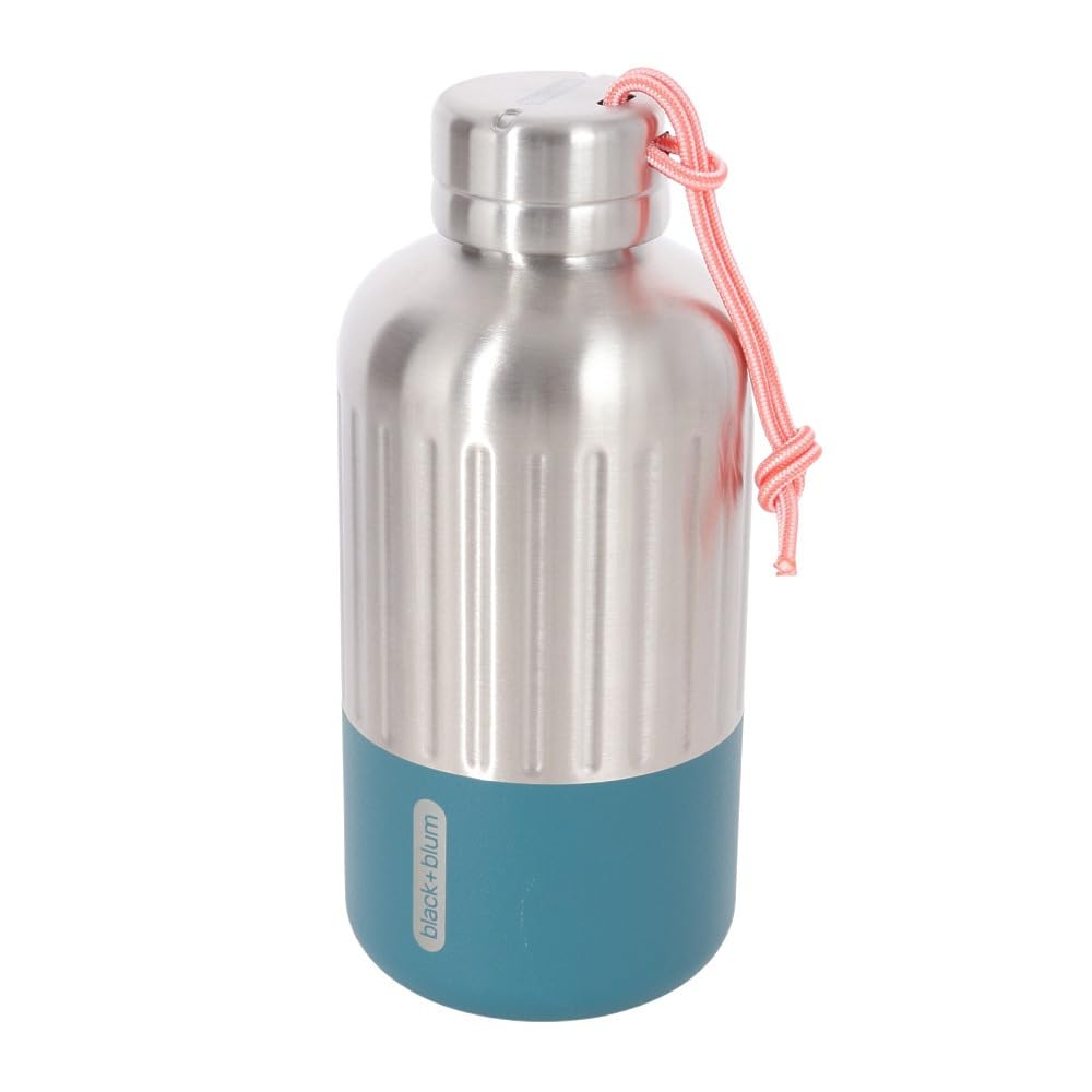 Black+Blum Explorer Vacuum Flask - Stainless Steel Leak Proof Water Bottle with Carry Loop - BPA Free Drinks Bottle for Hot or Cold Drinks, Hiking and Gym - Ocean, Small, 650ml