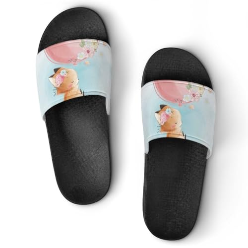 Claquettes femme renard mignon et pantoufles de bain antidérapantes pour la maison