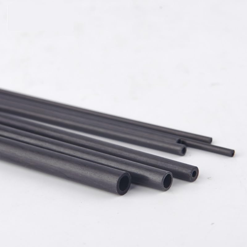 Kohlefaser-Rundrohr, 4 stücke Hohl Carbon Fiber Rohr Carbon Stange 2mm 3mm 4mm 5mm 6mm for Kite RC flugzeug Modellflug Material Hubschrauber Rohr(400x2x1mm)
