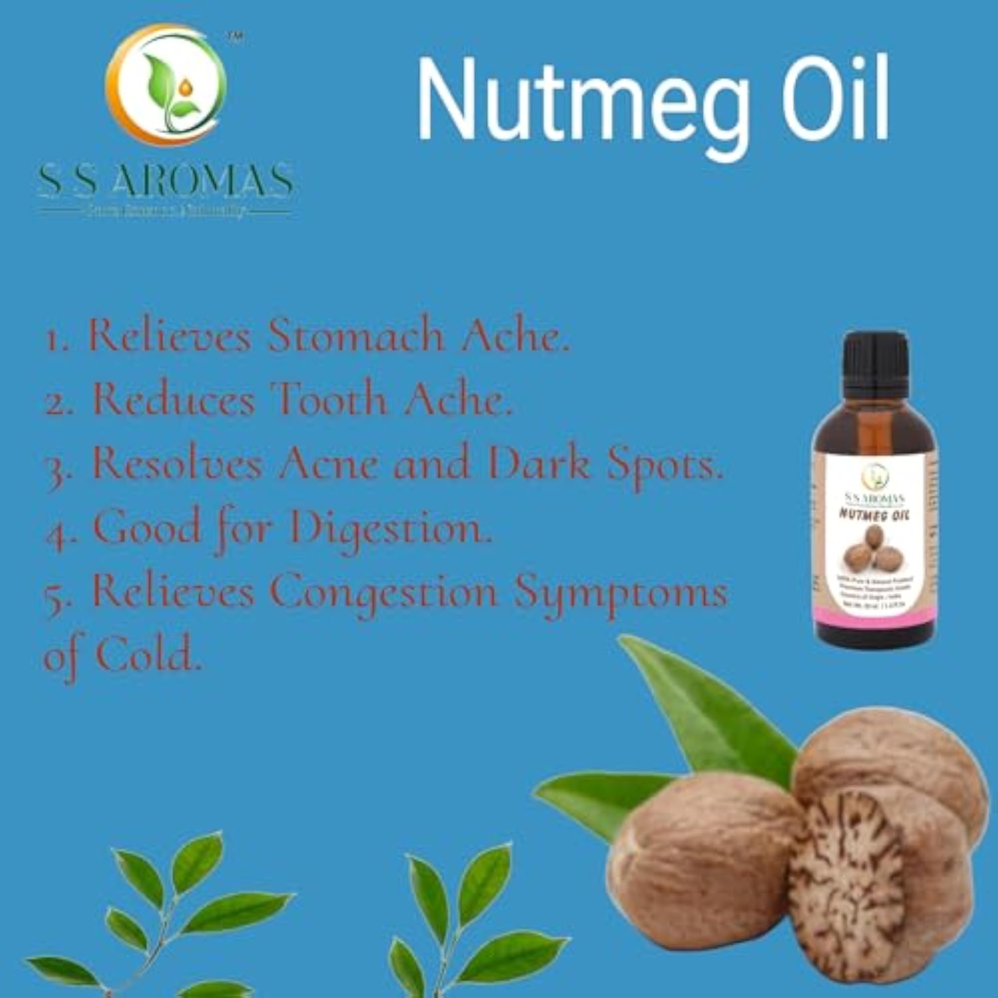 S Aromas Pure Nutmeg Oil, 50 ML