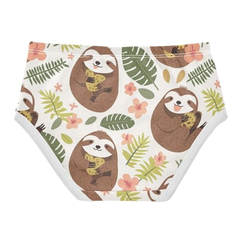Wusikd Cute Sloth Girls' Underwear Cotton Tropical Leaves Girls Briefs Soft Toddler Underwear 2T2