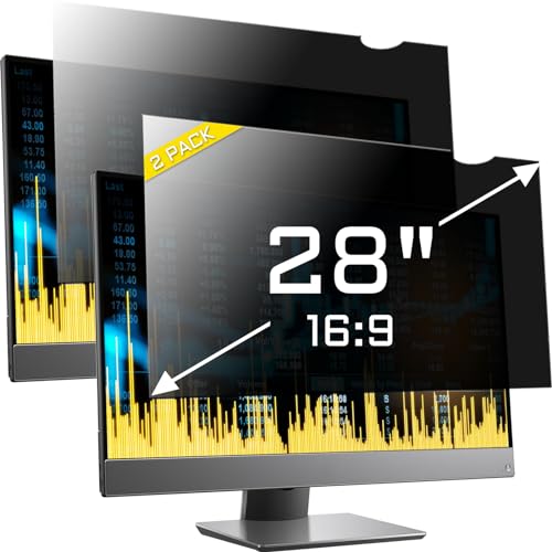 ZYY 2 PACK Computer Monitor Privacy Screen 28 Inch for 16:9 Aspect Ratio Desktop, Removable Monitor Anti Glare & Privacy Filters, Anti Spy Shield, UV Screen Protector, Anti Scratch Film