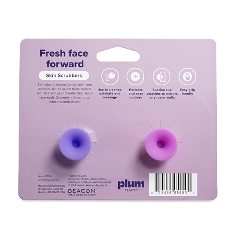 Plum Beauty Heart-Shaped Silicone Skin Scrubber – Manual Facial Cleansing Brush for Exfoliating & Massaging – Soft, Skin-Safe Bristles for All Skin Types – Includes Suction Cup Mount