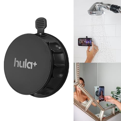 Image of hula+ MagSafe Phone Holder Portable Mount, Reusable Stand for Shower, Mirror, Kitchen, Window, & Bathroom Compatible with MagSafe Adjustable Rotation for Content, TikTok, Movies & Music
