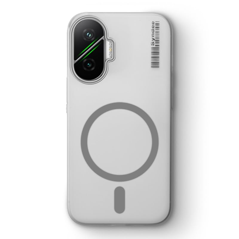 Image of Mr. Case Back Cover for Poco F7 5G Elegant Frosted White Translucent Back Only Compatible with Wireless Magnetic Accessories | Anti-Scratch Shockproof Phone Case - Grey