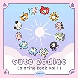  Zodiac Cute Coloring Book Horoscope Signs & Astrology Miniature Kawaii Easy to Color Wyn Studio
