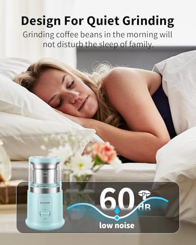 Image of SHARDOR Quiet Coffee Grinder Electric, 70g Removable Bowl Spice Grinder for Coffee Beans, Seeds and Grains, Super Silent Grinding Mill with 60dB Low Noise, 2.5oz Capacity, Blue