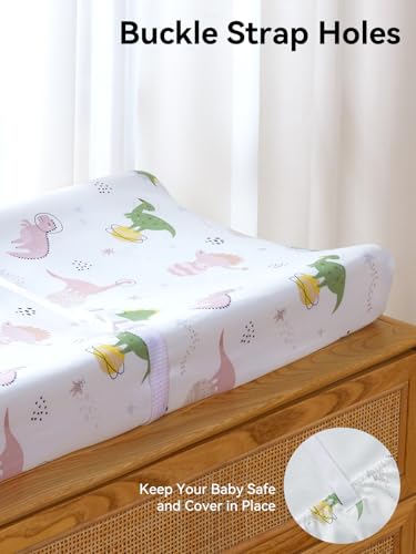 Image of Changing Pad Cover Set in Soft Jersey Material - Fits 32 inch /34''x16 Contoured Pad for Babies, Dinosaur Land