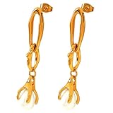 MICFENY Pendientes de perlas únicos, cómodos, con textura de acero inoxidable para personas de moda