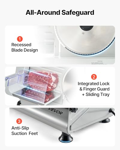 Image of VEVOR Meat Slicer, 8.6 inch Electric Deli Slicer with 2 SUS420 Blades