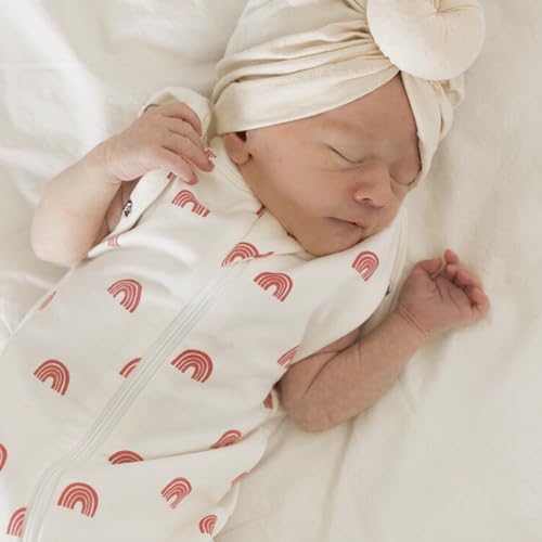 Image of Tiny Twinkle Baby Sleep Sack 3-6 Months 1.0 TOG, Cotton & Elastane Wearable Blanket, Swaddle Transition Micro-Fleece, Machine Washable (Rainbows)