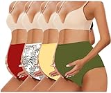 KIFAARU Women's Plus Size Panties High Waist Cotton Brief Maternity Pregnancy C-Section Recovery Underwear Combo (Size XXL Pack of 4) (Any Random Colours and Prints) Multicolor