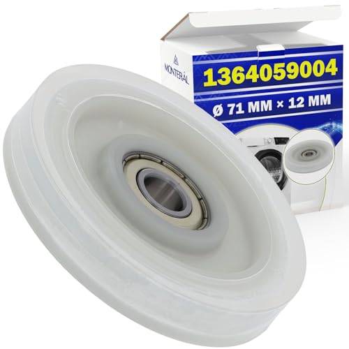 Rodillo de Tambor para Secadora de Ropa Ø 71 mm x 12 mm con Código Original 1364059004 para Electrolux para AEG para Zanussi para Juno para Zanker   Garantía de 10 Años   MONTERAL