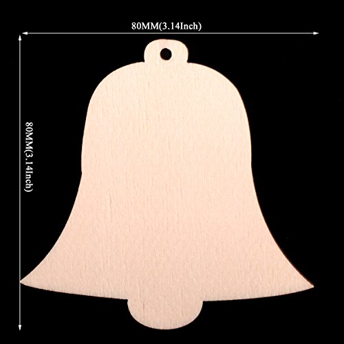 Christmas Tree Ornaments Hanging Decorative Accessories Bell Pendant Wooden Crafts To Diy Xmas 80Mm (10Pcs Bell) #TOP1