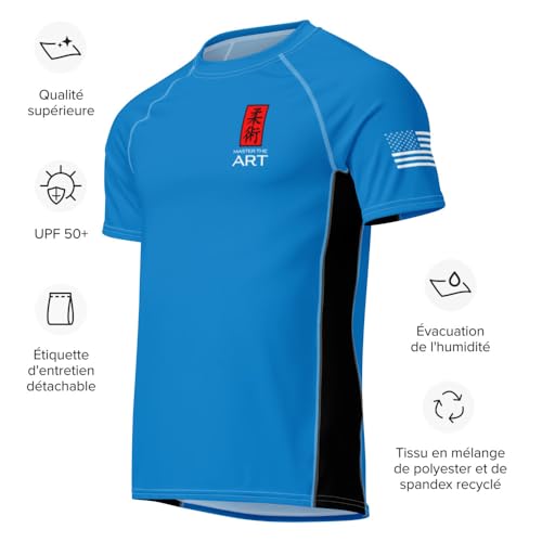 “Master The Art” Blue No-Gi Jiu Jitsu Rash Guard – Premium BJJ Compression Shirt for Grappling2