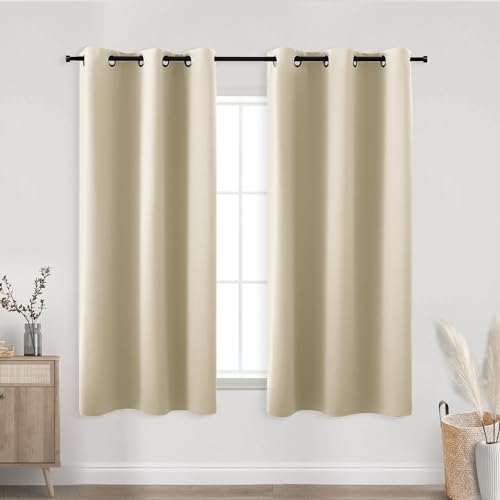 Image of KOUFALL Biscotti Beig Grommet Faux Linen Sheer Curtains 34x45 Inches Long