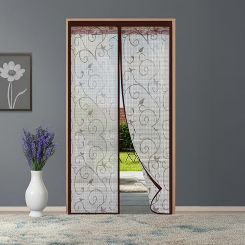 Image of The Furnishing Tree Strong Magnetic Mosquito Net Door Curtain | Automatic Self Closing | Designer Lace at the top with Breathable Fly Protection for Main Door, Balcony, Kitchen & Bedroom, 210x100 CM.