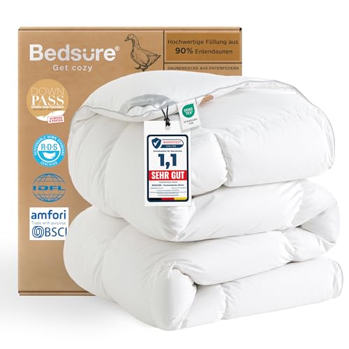 BEDSURE Daunendecke 135x200 Daunen Bettdecke - Warm Winterdecke 90{994206eba05cac024c1f0f05da182f9ff1a6eaea8e2521bd13ba1237dac3ab57} Daunen und 10{994206eba05cac024c1f0f05da182f9ff1a6eaea8e2521bd13ba1237dac3ab57} Federn 880 gr. Füllung, Federbettdecke with Öko-Tex, RDS in Deutschland, Waschbar Steppdecke Weiß BEDSURE Daunendecke 135x200 Daunen Bettdecke - Warm Winterdecke 90{994206eba05cac024c1f0f05da182f9ff1a6eaea8e2521bd13ba1237dac3ab57} Daunen und 10{994206eba05cac024c1f0f05da182f9ff1a6eaea8e2521bd13ba1237dac3ab57} Federn 880 gr. Füllung, Federbettdecke with Öko-Tex, RDS in Deutschland, Waschbar Steppdecke Weiß
