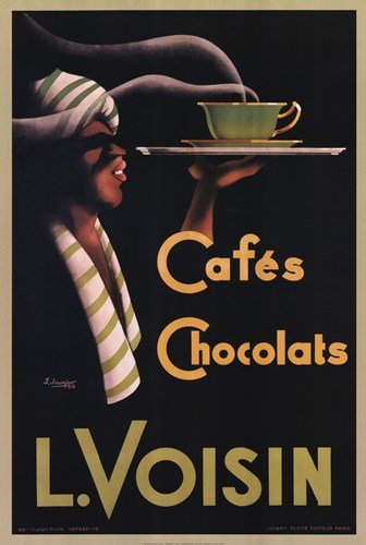 リプロダクトポスター L.VoisinCafés-Chocolats復刻1935 Amazon.com: L. Voisin Cafes and Chocolats, 1935 by J