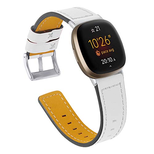 Uhrenarmband für Fitbit Versa 3, Echtleder Uhrenarmband Ersatzarmband für Damen Herren 5,5"- 8,0" Zoll Armband für Fitbit Versa 3 / Sense