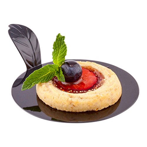 Restaurantware 3 Inch Dessert Serving Plates, 100 Round Pastry Plates - With Handle, Disposable, Black Plastic Mini Plastic Plates, Recyclable, For Appetizers Or Desserts - Restaurantware #TOP7