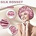 Silk Bonnet for Women Hair Bonnet for Sleeping Satin Sleep Cap for Black Women Curly Hair Braids, Bean Paste Pink