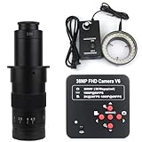 Ersatzteile für Labormikroskope Mikroskop-Videokamera 1080P 38MP HDMI USB Industrielabor Digitale Video-Mikroskopkamera + 120X 180X 130X C-Mount-Objektiv + 56 LED-Ringlicht