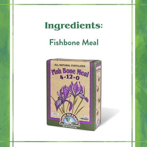 Down To Earth All Natural Fertilizers Organic Fish Bone Meal - High Phosphorus Plant Food for Buds, Bulbs, Blooms, Flower Beds 4-12-0, 5 lb