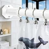 ZYKORT Tension Curtain Rod 45-168 In, White Extra Long Outdoor Curtain Rod No Drilling for Patio, Shower Curtain Rod for Bathroom, Adjustable Spring Tension Rod for Window, Easy to Install Never Rust
