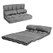 COSTWAY Canapé de Sol Ajustable, Canapé-Lit Paresseux Pliable à 6 Positions avec Housse en Tissu Détachable, Daim Durable et 2 Oreillers pour Chambre/Salon/Balcon, Charge Max 150KG (Gris)