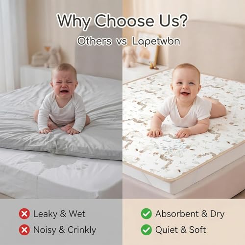 Premium Crib Mattress Pad for Toddler Beds - Soft and Breathable Bassinet Sheets, Advanced Waterproof Protection for Bedwetting Solutions and Potty Training, Ultimate Overnight Comfort for Nursery - Image 6