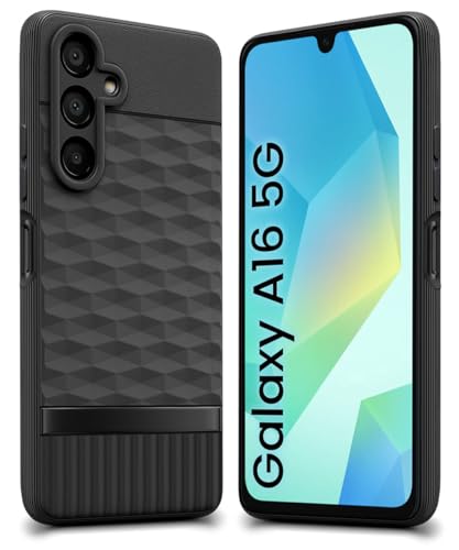 WOW IMAGINE Back Cover for Samsung Galaxy A16 5G with Hexa Cube Design | Ultra Slim Soft Rubberised Case | Inner Velvet Fabric | Matte Silicone Flexible Mobile Case | Camera Protection – Black- Best and cheap mobile covers in India