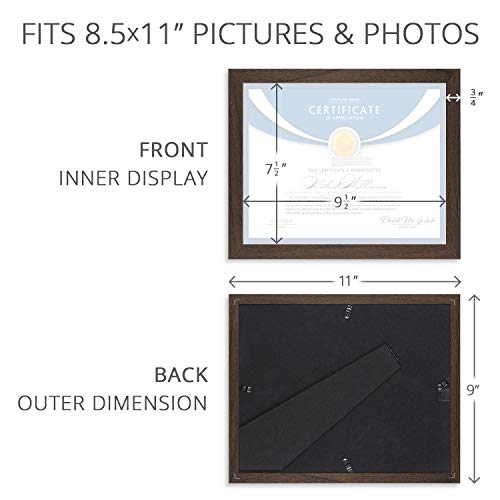 Icona Bay 8.5X11 Diploma Frames (Hickory Brown, 6 Pack), Sturdy Wood Composite Certificate Frames, Sleek Document Frames Bulk, Sleek Design, Table Top Or Wall Mount, Exclusives Collection #TOP1