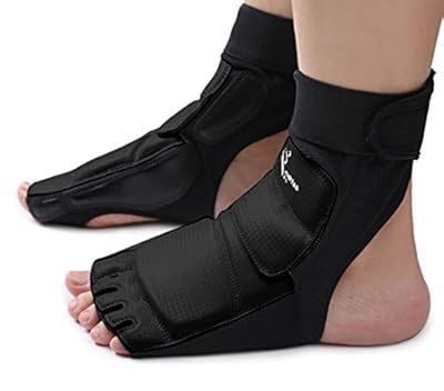 Taekwondo Training Boxing Foot Gear Martial Arts Protector Sparring Gear Muay Thai Kung Fu Tae Kwon Do Feet Protector TKD Foot Gear Support for Men Women Kids Black