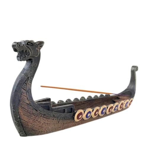 Incensário Barco Viking Drakkar Canoa Porta Incenso Resina