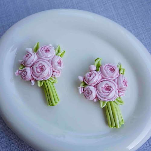 Imán decorativo de flores rosas de cerámica 3D miniatura 3