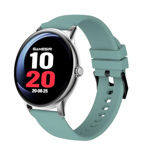 Image of GameSir Glavito Round Dial Smartwatch with 1.49 inch AMOLED Display, 100+ Sports Modes, IP67, Bluetooth Calling, Functional Crown Control, Health Tracking, 100+ Watch Faces for Men & Women (Light Green)
