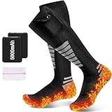 Onftrym Calze Riscaldanti per Uomo e Donna,2×5000mAh Battery-Heated Socks con 4 Livelli di Calore,Calze Riscaldate a Batteria,Calze Termiche Riscaldanti,Calze Scaldapiedi per Sci Trekking Ciclismo