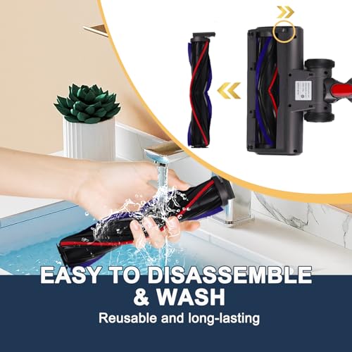 Image of HESTIA Hardwood Floor Attachment for Dyson V7 V8 V11 V15 SV10 SV12 SV14 Cordless Stick Vacuum Cleaners, V-Shaped Roller Brush, LED Headlights, Cleaner Head Replacement Parts