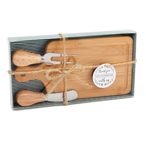 Yugugomo Charcuetrie Board Set - Bandeja de charcutería, tabla de cortar cuadrada de madera con cubiertos y etiqueta de agradecimiento, para cocina, apartamento, inauguración de la casa, boda, regalo