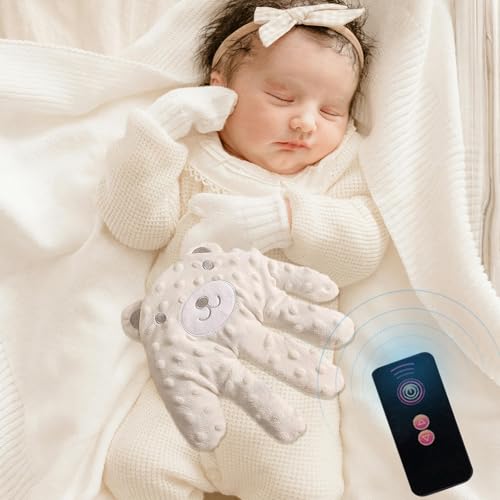 Baby Soothing Palm, Baby Patter for Sleep, Baby Startle Prevention Hand Glove Electric Baby Hand Pillow Red Bean Filling Cute Baby Soothing Palm for Newborns Baby Girl Baby Boy (Blue Bear) - Image 3