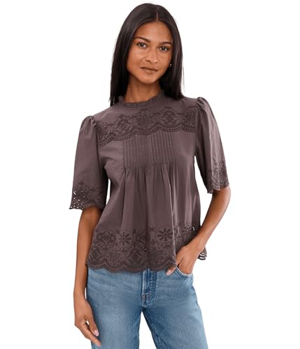 Amazon.com: Madewell Womens Embroidered Pintuck High-Neck Top