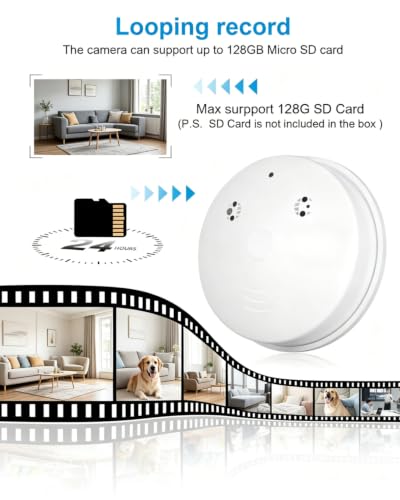 Kestanlora WiFi HD 1080P Hidden Camera Smoke Detector Wireless Small Nanny Spy Cam for Home Surveillance Security Cameras - image 4