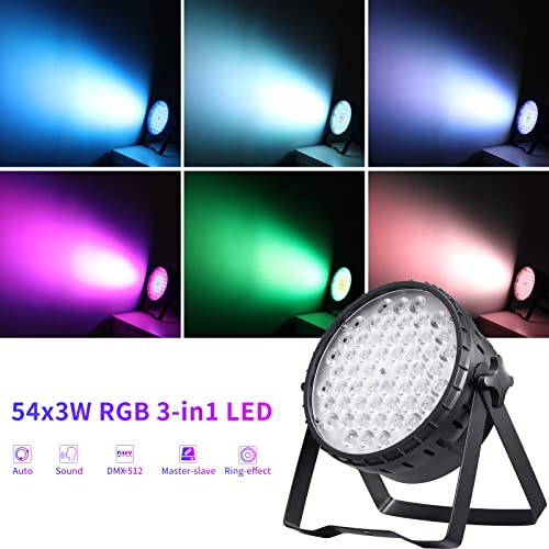 Par Light, Yunhion 54X3W Rgb Par Can Wash Lights Slim Led Stage Lighting Super Bright Dmx 512 For Bar, Party, Wedding, Disco, Club, Shows, Recording Studio Etc (New Effect Par Can 1 Pack) #TOP1