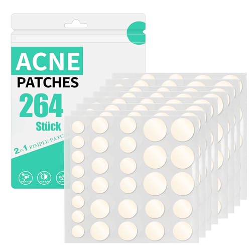 264 Parches Acne Hidrogel Pimple Patch Día y Noche 2 En 1 Parches Granos De Impermeables Transpirables y Invisibles (264PCS)